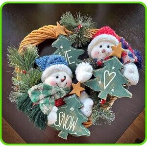 Christmas Wreath - We Love Snow - Snowmen & Pine Needles